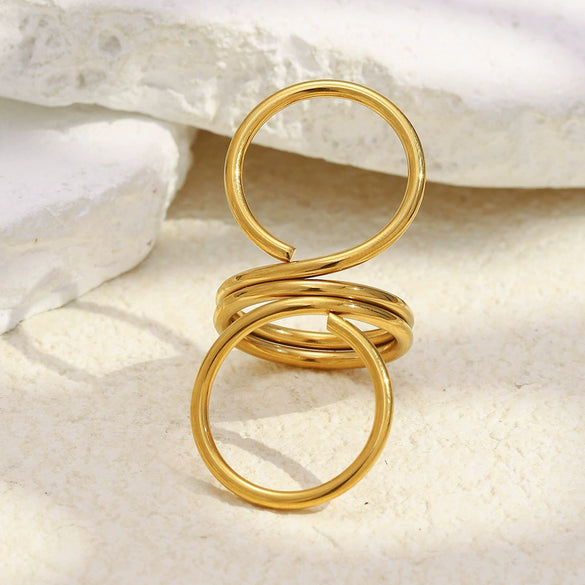 Wholesale Geometric 8Shaped Stainless Steel 18K Gold Plated Ring For Women