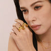 Wholesale Geometric Shaped Twist Stainless Steel Gold Plated Finger Ring For Women