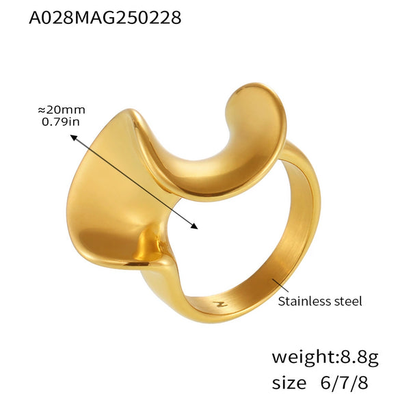 Wholesale Geometric Shaped Twist Stainless Steel Gold Plated Finger Ring For Women