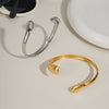 Wholesale Geometric Simple Design High Grade Stainless Steel 18K Gold Plated Asymmetric Opening Bracelet For Women Jewelry With Electroplating Process