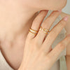 Wholesale Geometric Simple Double Layer Opening Ins Titanium Steel Ring For Women With Electroplating