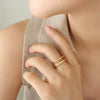 Wholesale Geometric Simple Double Layer Opening Ins Titanium Steel Ring For Women With Electroplating