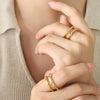 Wholesale Geometric Simple Double Layer Opening Ins Titanium Steel Ring For Women With Electroplating