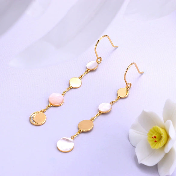 Wholesale Geometric Simple Electroplated S925 Silver White Zircon Moon Tassel Earrings For Women