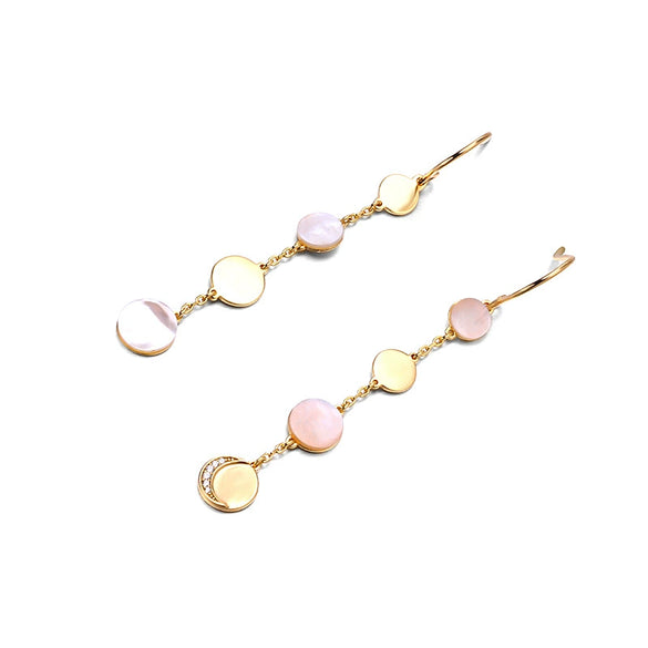 Wholesale Geometric Simple Electroplated S925 Silver White Zircon Moon Tassel Earrings For Women