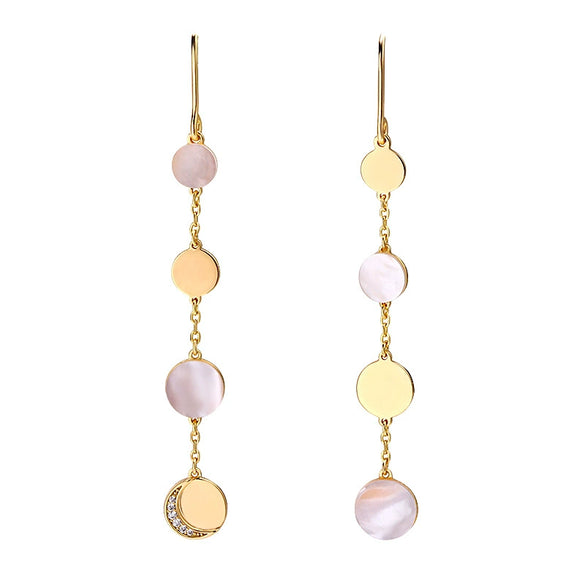 Wholesale Geometric Simple Electroplated S925 Silver White Zircon Moon Tassel Earrings For Women