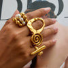 Wholesale Geometric Simple Glossy Stainless Steel Ring With 18K Gold Diamond Electroplated For Women