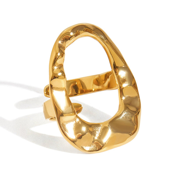 Wholesale Geometric Simple Glossy Stainless Steel Ring With 18K Gold Diamond Electroplated For Women