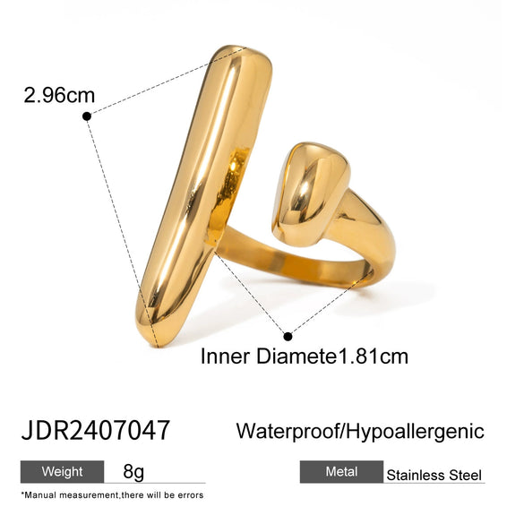 Wholesale Geometric Simple Glossy Stainless Steel Ring With 18K Gold Diamond Electroplated For Women