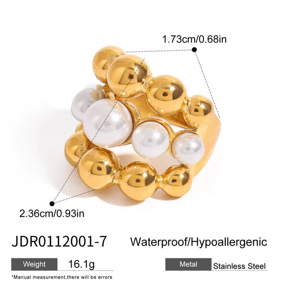 Wholesale Geometric Simple Glossy Stainless Steel Ring With 18K Gold Diamond Electroplated For Women