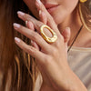 Wholesale Geometric Simple Glossy Stainless Steel Ring With 18K Gold Diamond Electroplated For Women