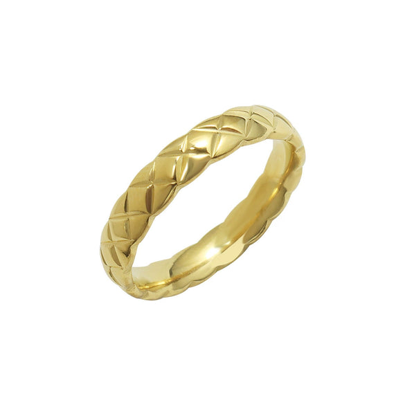 Wholesale Geometric Simple 18K Gold Electroplated Titanium Steel Rhomboid Ring For Women