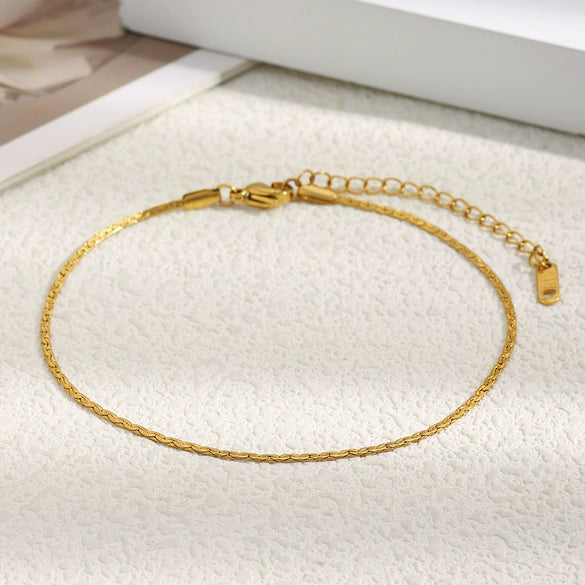 Wholesale Geometric Simple Stainless Steel 18K Gold Plated Anklet For Women