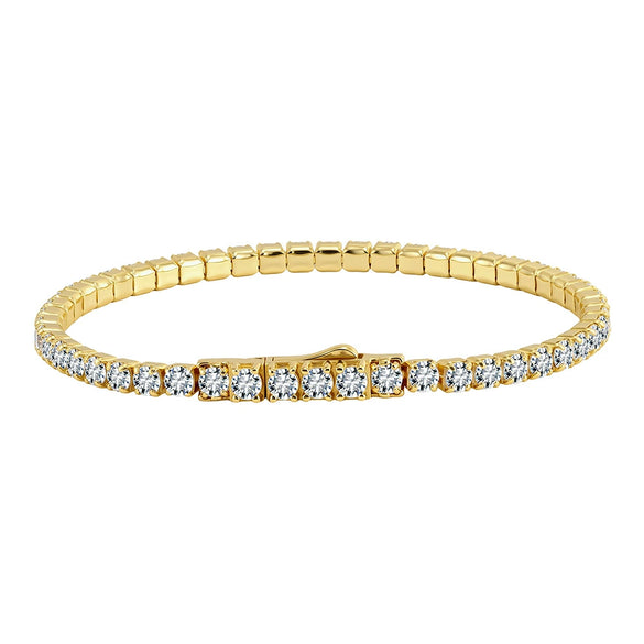 Wholesale Geometric Simple Unisex Zircon Tennis Bracelet Made Of 925 Silver With Electroplating