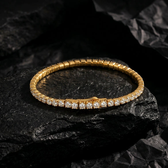 Wholesale Geometric Simple Unisex Zircon Tennis Bracelet Made Of 925 Silver With Electroplating