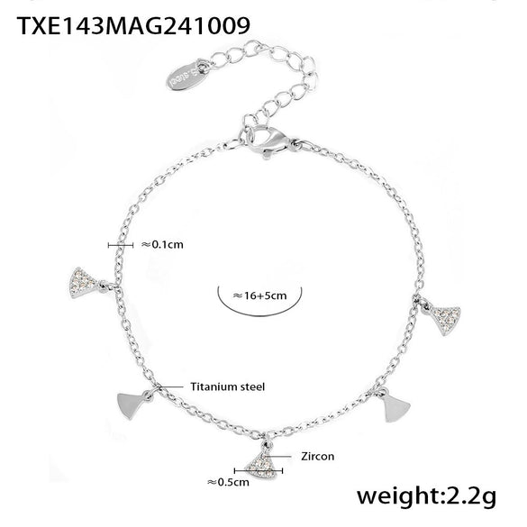 Wholesale Geometric Small Skirt Shaped Jewelry Set With Zircon Accessories In Titanium Steel And 18K Gold Plated Electroplating For Women Including Bracelet And Necklace