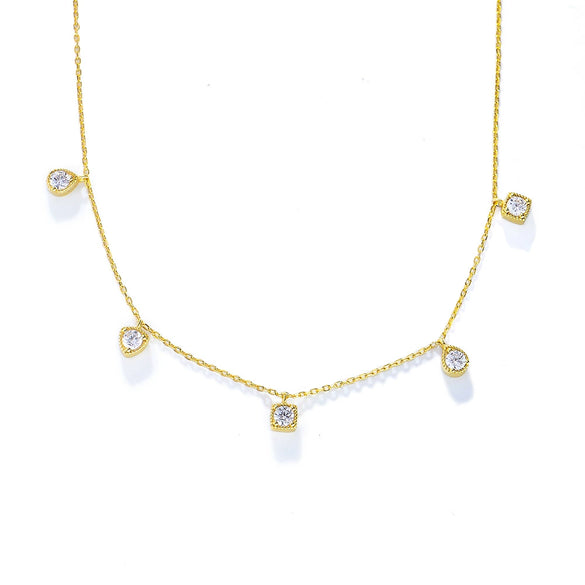Wholesale Geometric Small Square Dropshaped Diamond Pendant Necklace For Women S925 Sterling Silver