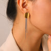 Wholesale Geometric Smooth Tassel Stainless Steel Electroplated Earrings For Women