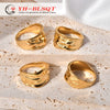 Wholesale Geometric Specialshaped Asymmetrical Exaggerated Titanium Steel Ring For Girls With Electroplating