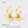 Wholesale Geometric Spherical Stainless Steel 16K Gold Plated Earrings For Women