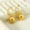 Wholesale Geometric Spherical Stainless Steel 16K Gold Plated Earrings For Women
