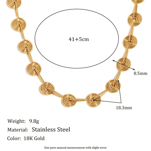 Wholesale Geometric Spiral Stainless Steel Necklace For Women With 18K Gold Plated Electroplating