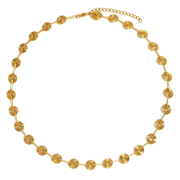 Wholesale Geometric Spiral Stainless Steel Necklace For Women With 18K Gold Plated Electroplating