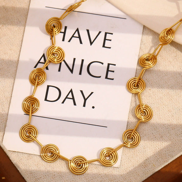 Wholesale Geometric Spiral Stainless Steel Necklace For Women With 18K Gold Plated Electroplating
