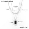 Wholesale Geometric Square Acrylic And Titanium Steel Doublelayer Stacked Pendant Necklace For Women With Electroplating