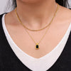 Wholesale Geometric Square Acrylic And Titanium Steel Doublelayer Stacked Pendant Necklace For Women With Electroplating