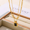 Wholesale Geometric Square Acrylic Pendant Double Stacked Titanium Steel Necklace Electroplated For Women