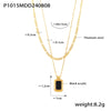 Wholesale Geometric Square Acrylic Pendant Double Stacked Titanium Steel Necklace Electroplated For Women