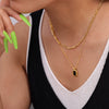 Wholesale Geometric Square Acrylic Pendant Double Stacked Titanium Steel Necklace Electroplated For Women
