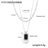 Wholesale Geometric Square Acrylic Pendant Double Stacked Titanium Steel Necklace Electroplated For Women