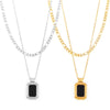 Wholesale Geometric Square Acrylic Pendant Double Stacked Titanium Steel Necklace Electroplated For Women