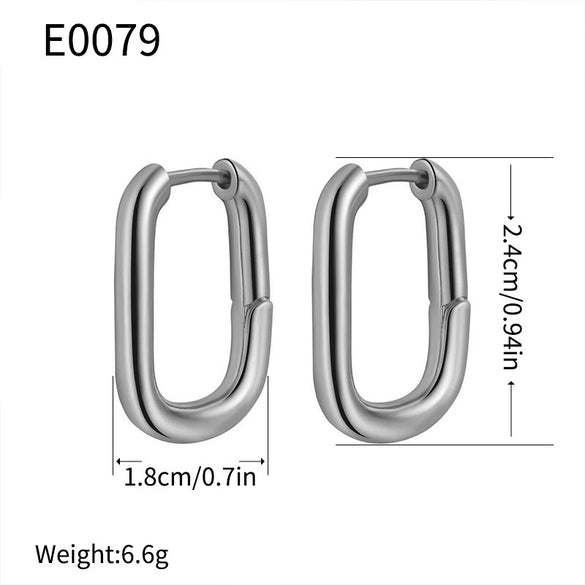 Wholesale Geometric Square Copper Earrings Electroplated Solid Color Hollow Ear Buckle High Design All Match Fashion Women's Earrings