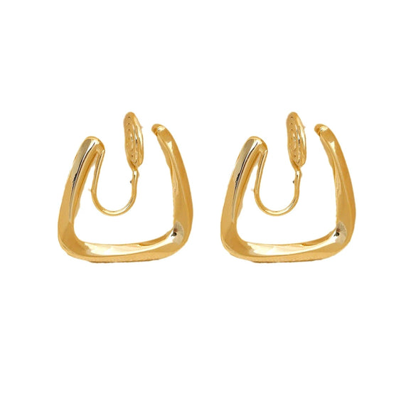 Wholesale Geometric Square Copper Goldplated Ear Clip Earrings For Women