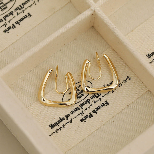 Wholesale Geometric Square Copper Goldplated Ear Clip Earrings For Women