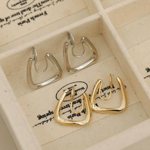 Wholesale Geometric Square Copper Goldplated Ear Clip Earrings For Women