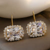 Wholesale Geometric Square Crystal Diamond Earrings Copper Inlaid Zircon