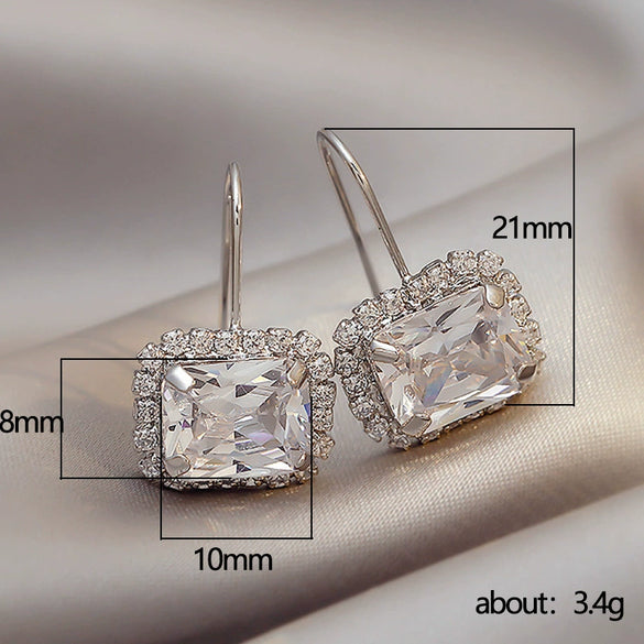 Wholesale Geometric Square Crystal Diamond Earrings Copper Inlaid Zircon