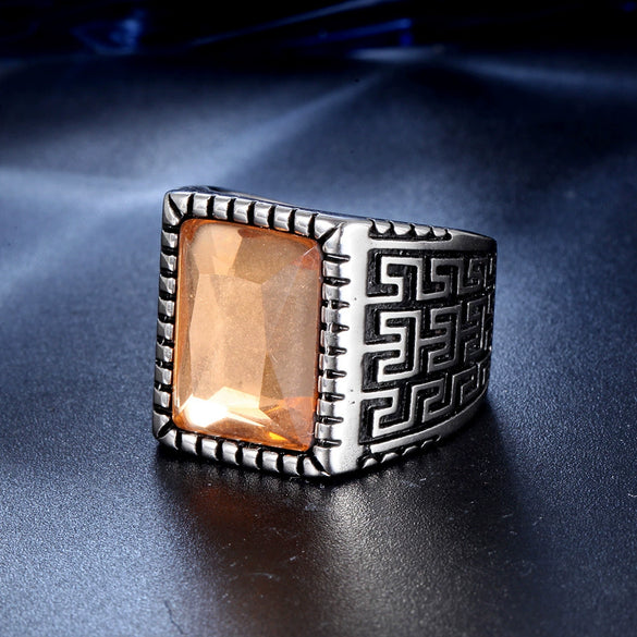 Wholesale Geometric Square Diamond Titanium Steel Handmade Ring For Men And Women