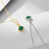 Wholesale Geometric Square Emerald Zircon Pendant Sterling Silver Necklace Set With Diamonds For Women