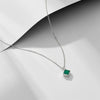 Wholesale Geometric Square Emerald Zircon Pendant Sterling Silver Necklace Set With Diamonds For Women