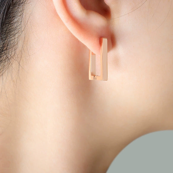 Wholesale Geometric Square Frame Earrings Titanium Steel Goldplated Women's
