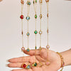 Wholesale Geometric Square Glass Long Tassel Clavicle Necklace 316L Stainless Steel Electroplated Jewelry For Women