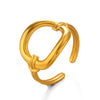 Wholesale Geometric Square Hollow Stainless Steel Ring For Women With Vacuum Plating
