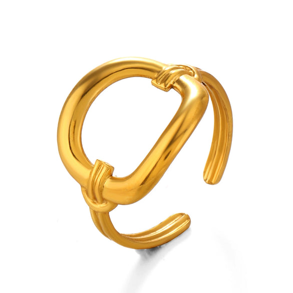 Wholesale Geometric Square Hollow Stainless Steel Ring For Women With Vacuum Plating