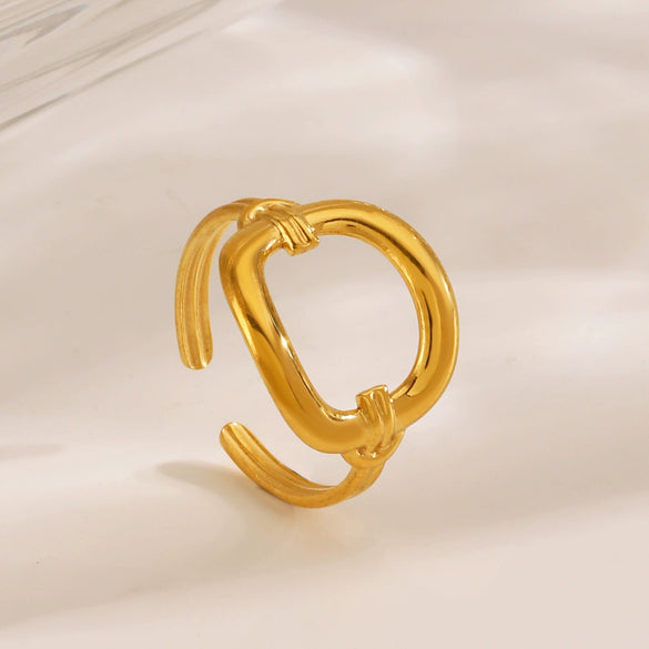 Wholesale Geometric Square Hollow Stainless Steel Ring For Women With Vacuum Plating
