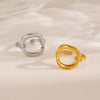 Wholesale Geometric Square Hollow Stainless Steel Ring For Women With Vacuum Plating
